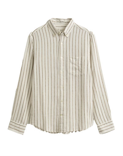 Gant - Reg Linen Stripe Hemd - Cream